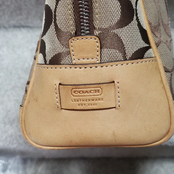 Coach Brown and Tan Signature Handbag Monogram Authentic - Picture 7 of 15